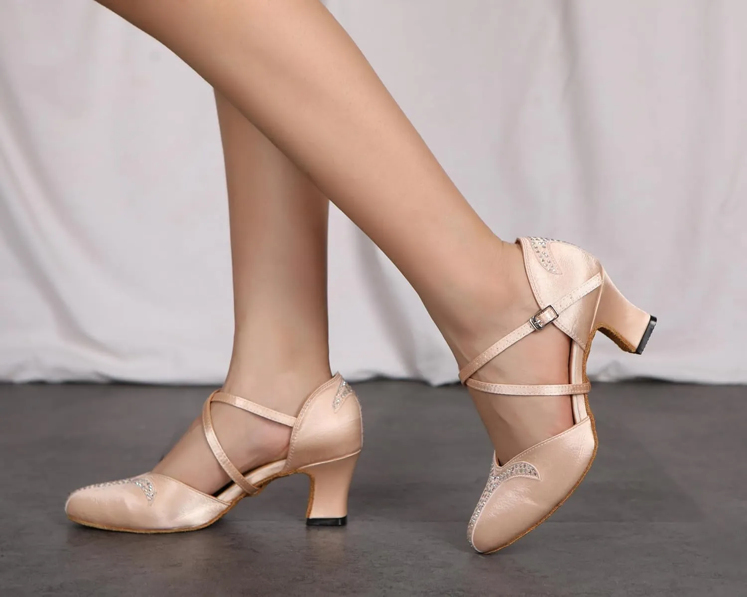 Women Latin Dance Shoes Stain Salsa Tango Ballroom Dancing Shoes Rhinestone Character Shoes