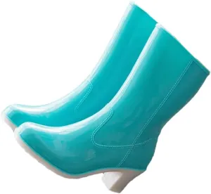 Women Outdoor Mid-Tube Waterproof Rain Boots PVC High-Heeled Rain Boots Korean Version All-Match