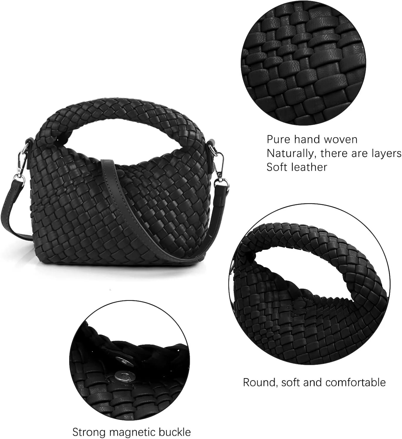 Women Woven Handbags with Detachable Strap Tote Small Crossbody Bag Hand Shoulder Bag Purses Cassual Top Handle Bags
