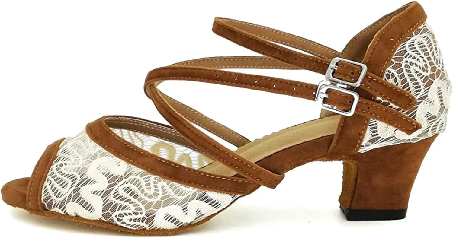 Women's 1920s Lace Party Wedding Shoes Practice Ballroom Dance Shoes