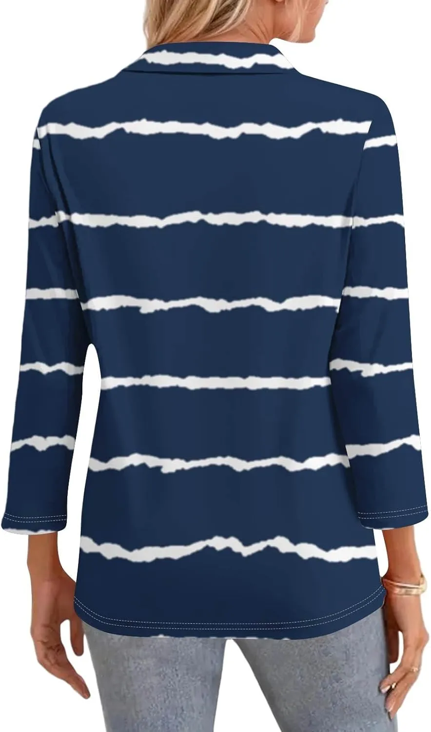 Women's 3/4 Sleeve Shirts V Neck Summer Polo Tops Casual Tunics Tops Basic Tees Blouse Loose Fit Plus Size S-3X