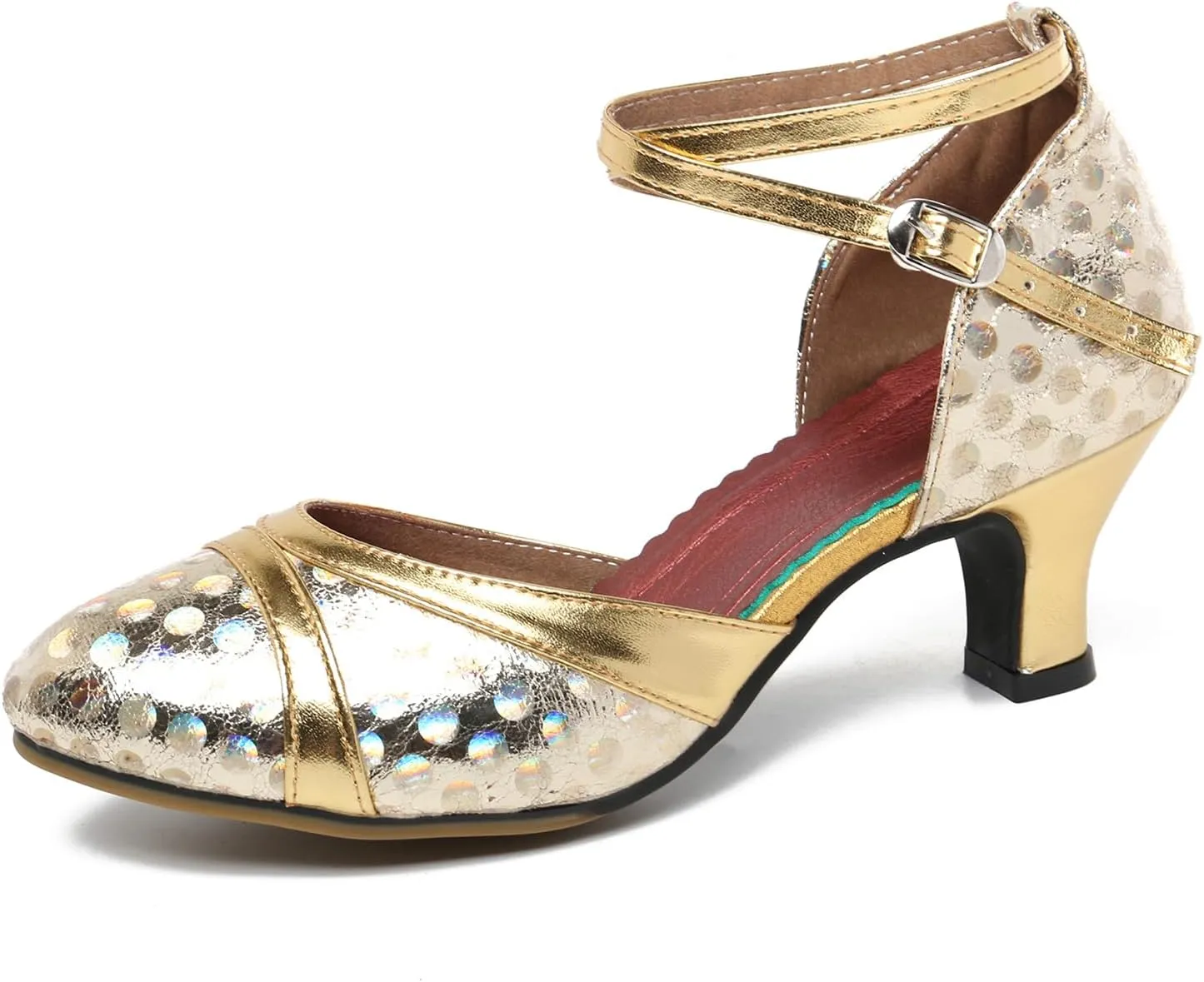Women's Ballroom Dance Shoes Close Toe Latin Salsa Tango Performance Modern Dance Shoes,Model FT-021-XCK-5.5cm Heel