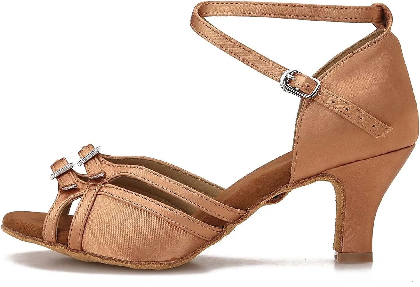 Women's Ballroom Dance Shoes Latin Salsa Dancing Shoes Adjustable Toe Width 1.5 2.5 Inch Heel ZB11