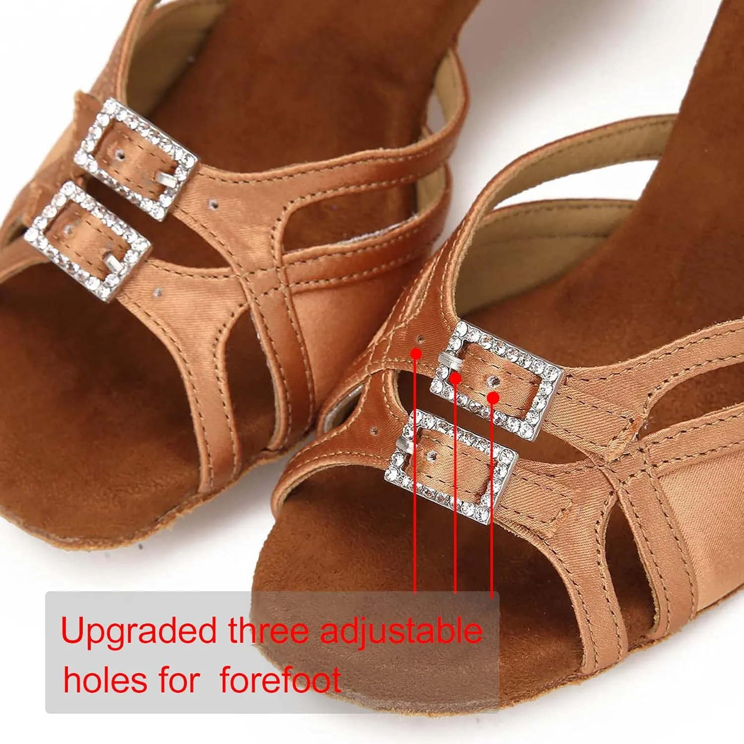 Women's Ballroom Dance Shoes Latin Salsa Dancing Shoes Adjustable Toe Width 1.5 2.5 Inch Heel ZB11