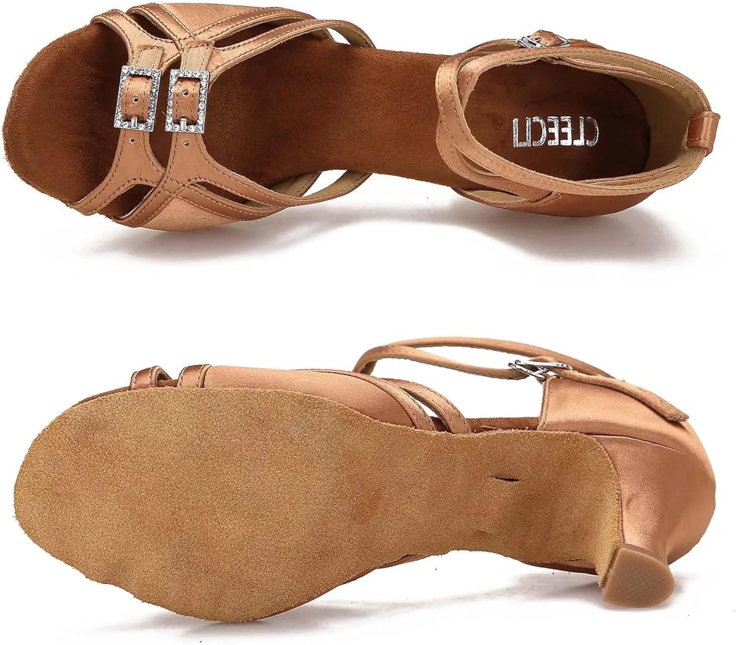 Women's Ballroom Dance Shoes Latin Salsa Dancing Shoes Adjustable Toe Width 1.5 2.5 Inch Heel ZB11