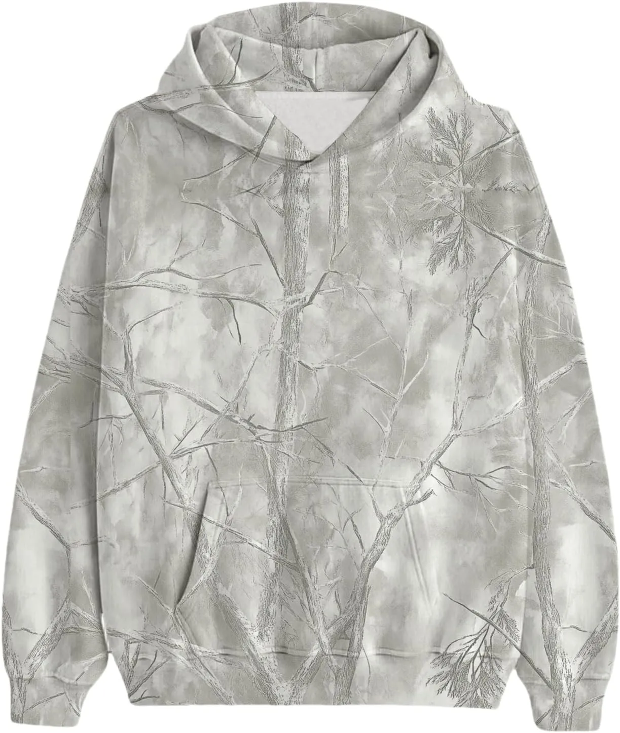 Women's Camo Hoodie Maple Leaf Print Oversized Hooded Sweatshirt Fleece Casual Long Sleeve Pullover Sweatshirts with Pockets