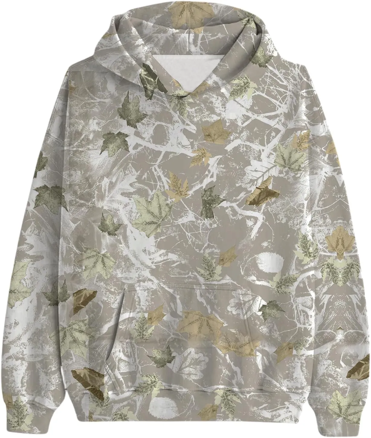 Womens Camo Hoodie Maple-Leaf Print Oversized Sweatshirt Fleece Hooded Pullover Long Sleeve Tunic Tops Fall Clothes
