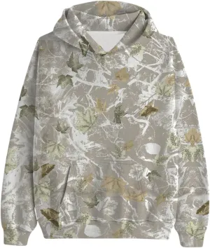 Womens Camo Hoodie Maple-Leaf Print Oversized Sweatshirt Fleece Hooded Pullover Long Sleeve Tunic Tops Fall Clothes