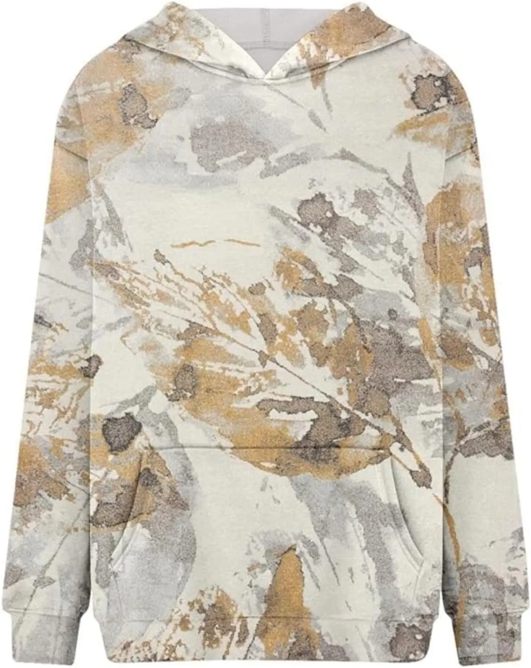 Womens Camo Hoodies Casual Loose Fit Long Sleeve Sweatshirts Oversized Maple Leaf Print Pullover Tops with Pocket