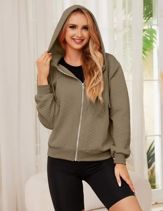Women's Cardigan Lightweight Long Sleeve Zip Up Crochet Knit Sweater Jacket Athleisure Outfits