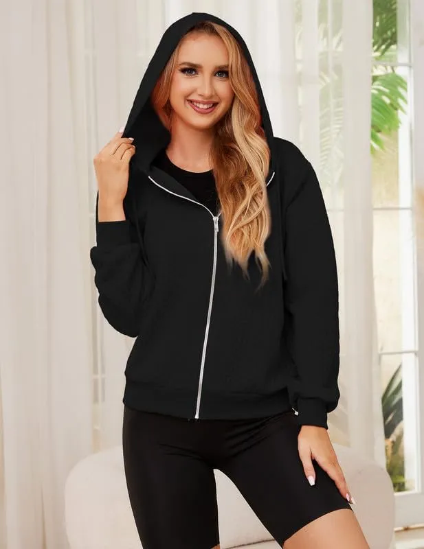Women's Cardigan Lightweight Long Sleeve Zip Up Crochet Knit Sweater Jacket Athleisure Outfits