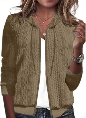 Women's Cardigan Lightweight Long Sleeve Zip Up Crochet Knit Sweater Jacket Athleisure Outfits