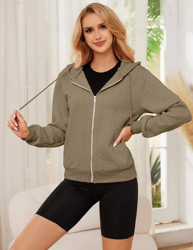 Women's Cardigan Lightweight Long Sleeve Zip Up Crochet Knit Sweater Jacket Athleisure Outfits