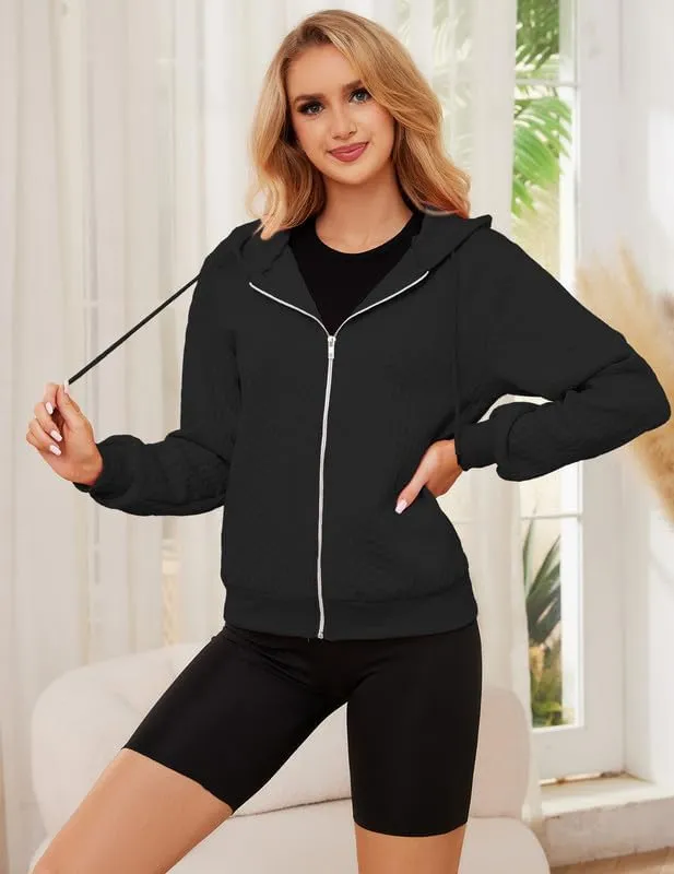 Women's Cardigan Lightweight Long Sleeve Zip Up Crochet Knit Sweater Jacket Athleisure Outfits