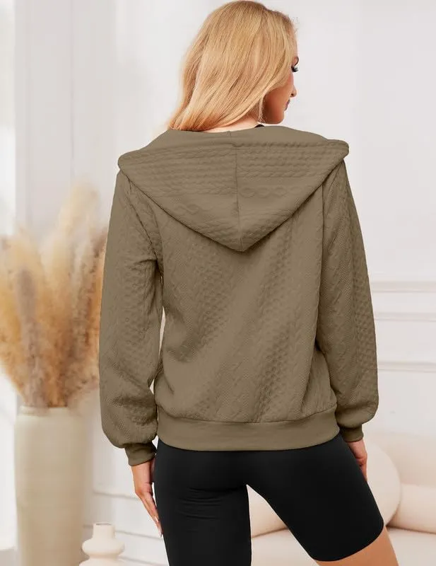 Women's Cardigan Lightweight Long Sleeve Zip Up Crochet Knit Sweater Jacket Athleisure Outfits