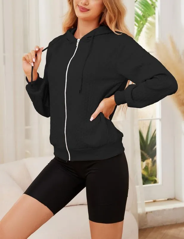 Women's Cardigan Lightweight Long Sleeve Zip Up Crochet Knit Sweater Jacket Athleisure Outfits
