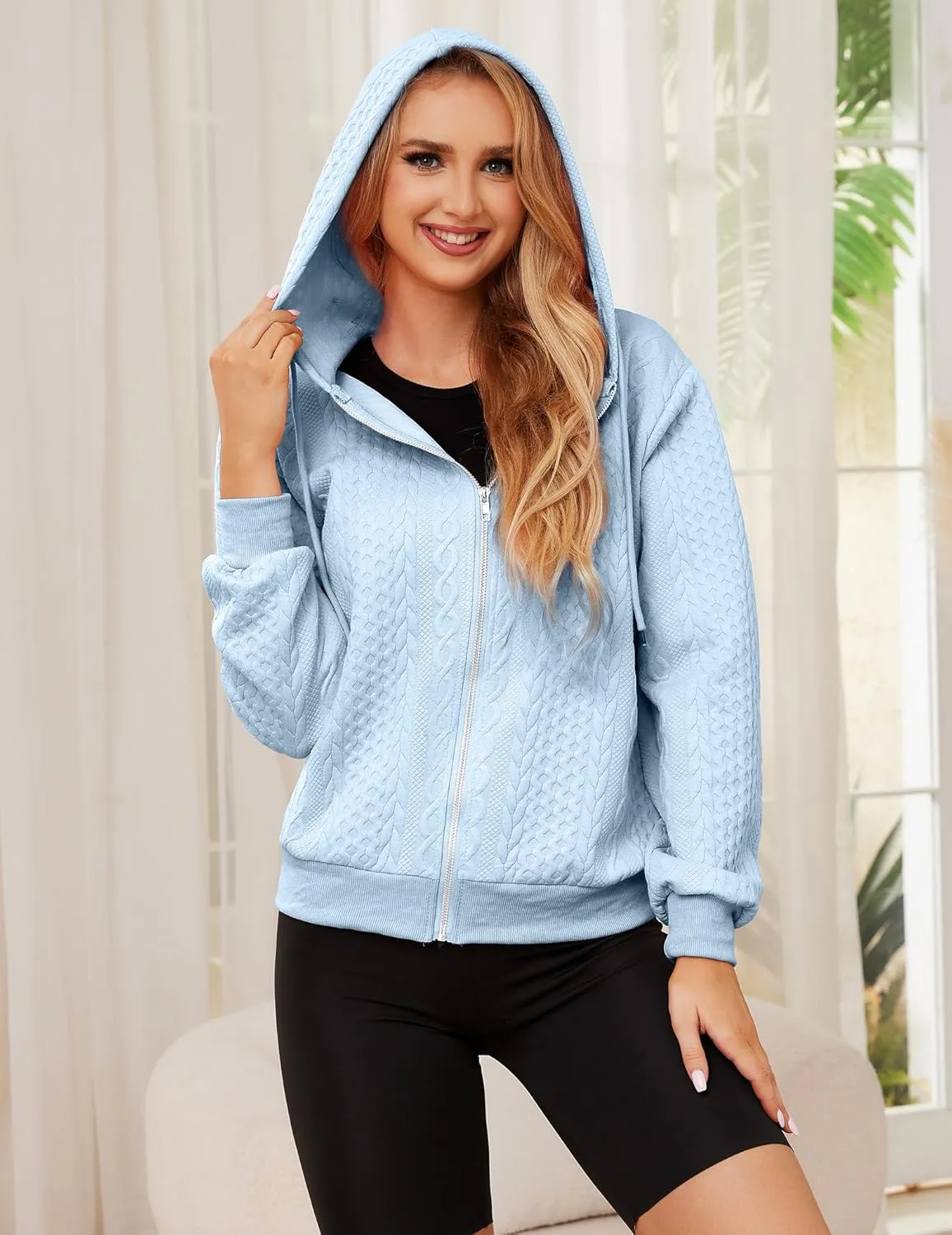 Women's Cardigan Lightweight Long Sleeve Zip Up Crochet Knit Sweater Jacket Athleisure Outfits