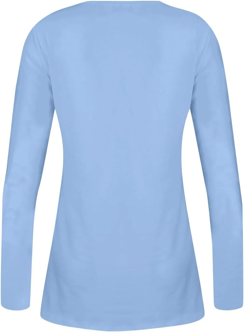 Women's Casual Long Sleeve Henley V-Neck Shirt Printed Pleated Tunics Or Tops to Wear with Leggings S-3XL