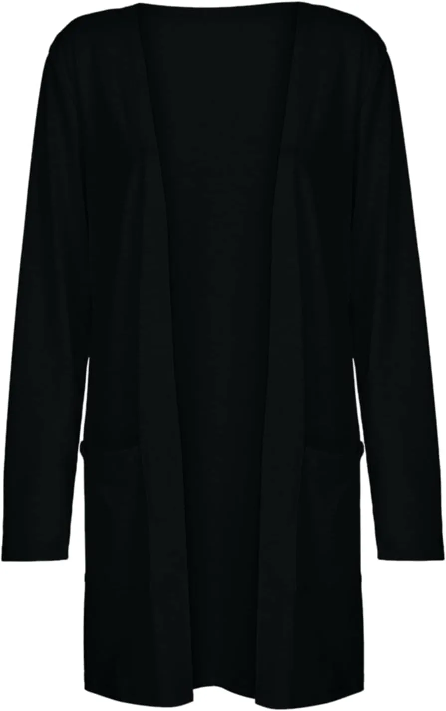 Women's Casual Open Front Cardigan Long Sweaters Plus Size Solid Color Long Sleeve Sweaters Outwear Coat with Pockets