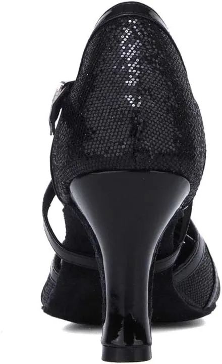 Women's Cross Strap Closed Toe Glitter Latin Salsa Tango Dance Shoes Party Ballroom Dance Shoes 512
