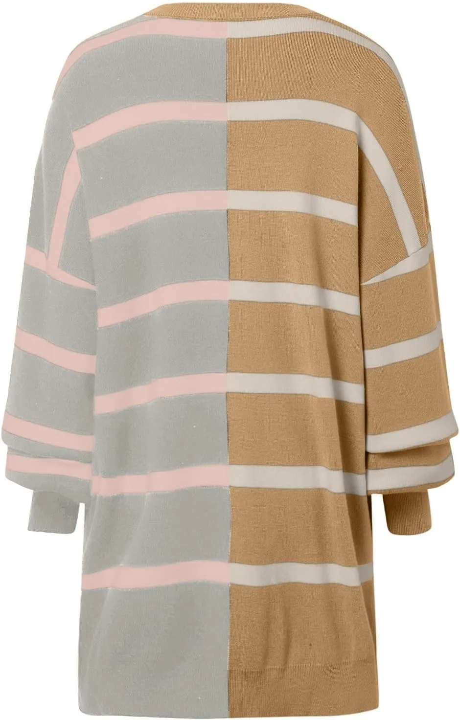 Women's Fashion Striped Sweaters 2024 Knitted Sweaters Loose Oversized Winter Sweaters Crewneck Pullover Tops