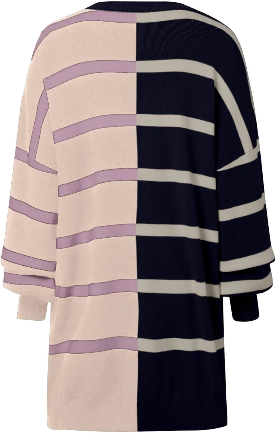 Women's Fashion Striped Sweaters 2024 Knitted Sweaters Loose Oversized Winter Sweaters Crewneck Pullover Tops