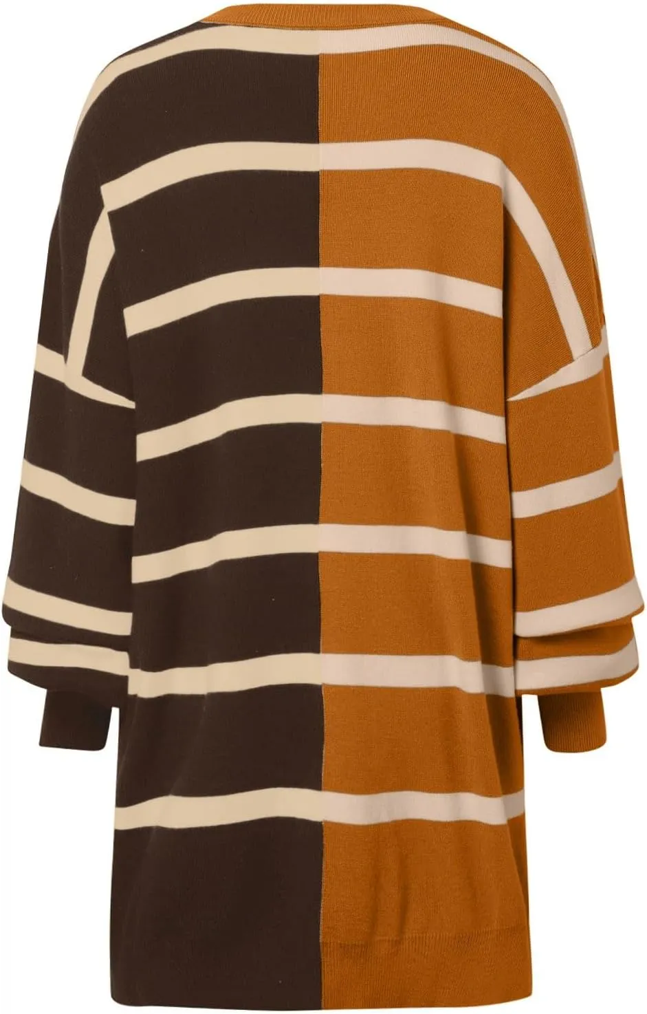 Women's Fashion Striped Sweaters 2024 Knitted Sweaters Loose Oversized Winter Sweaters Crewneck Pullover Tops