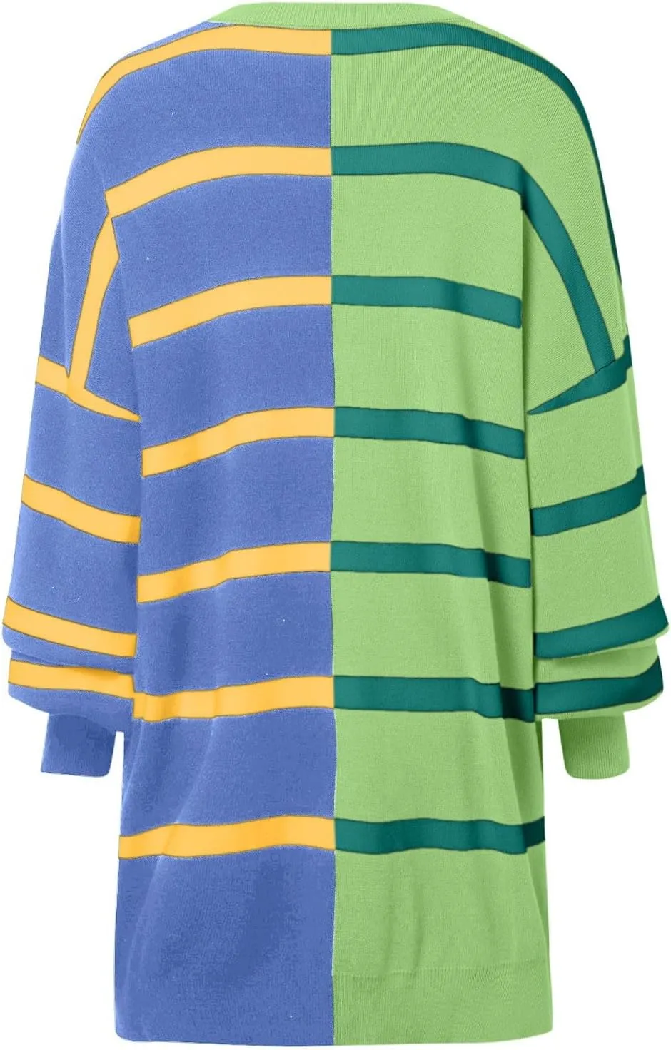 Women's Fashion Striped Sweaters 2024 Knitted Sweaters Loose Oversized Winter Sweaters Crewneck Pullover Tops