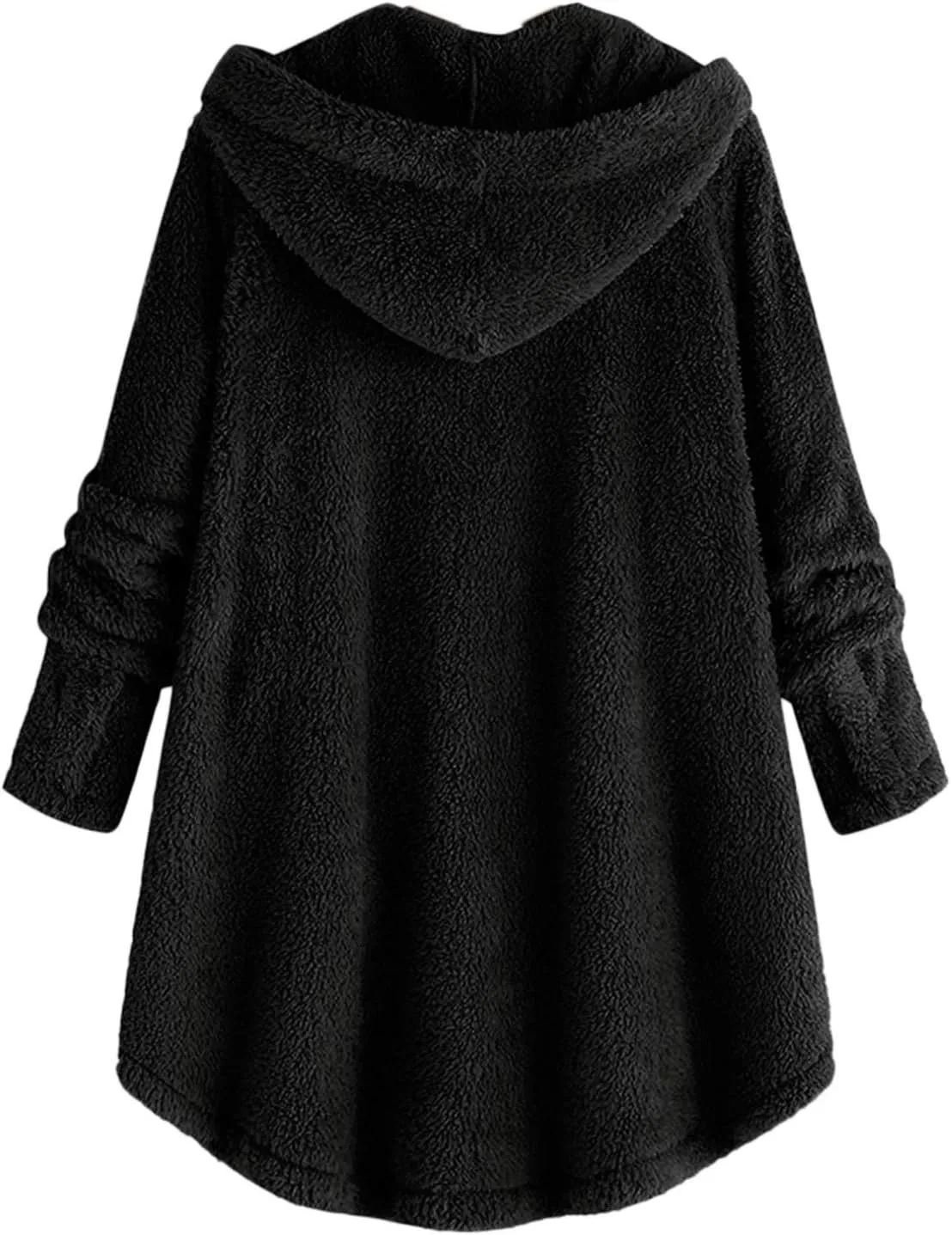 Womens Fleece Jacket with Hood Plus Size Winter Coat 2024 Button Down Faux Fur Sherpa Jacket Warm Outwear with Pocket