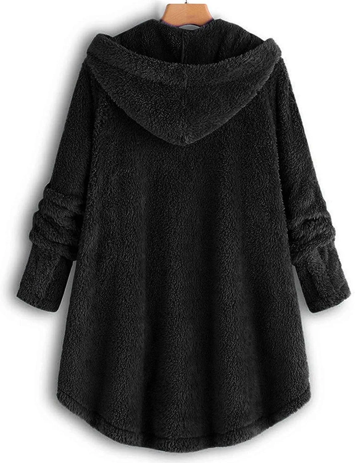 Womens Fleece Jacket with Hood Plus Size Winter Coat 2024 Button Down Faux Fur Sherpa Jacket Warm Outwear with Pocket