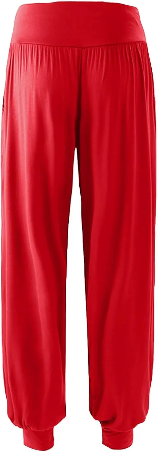 Womens Harem Pants High Waisted Yoga Pants Casual Loose Fit Jogger Pants Boho Pants Stretch Wideleg Pants Beach Pants