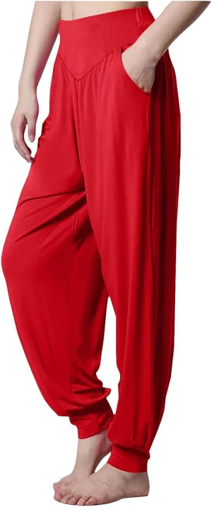 Womens Harem Pants High Waisted Yoga Pants Casual Loose Fit Jogger Pants Boho Pants Stretch Wideleg Pants Beach Pants