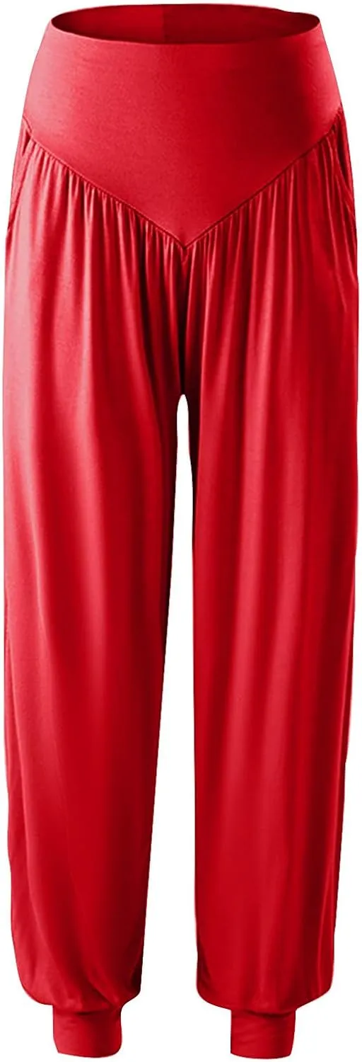 Womens Harem Pants High Waisted Yoga Pants Casual Loose Fit Jogger Pants Boho Pants Stretch Wideleg Pants Beach Pants