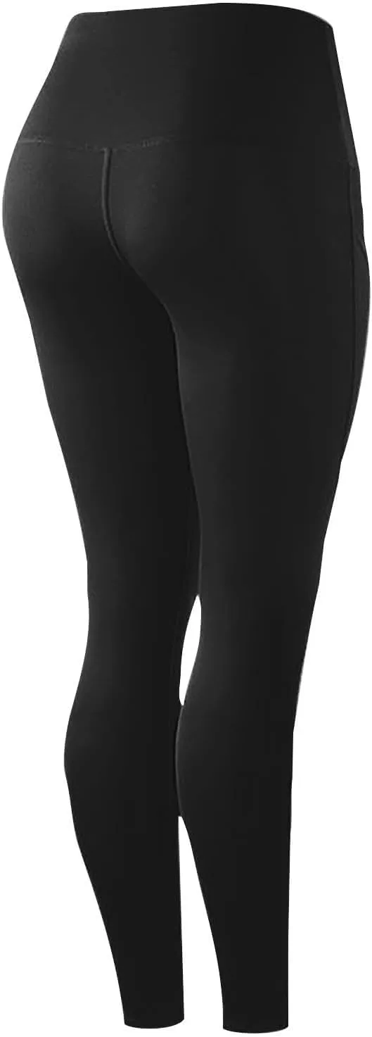 Womens High Waisted Quick Dry Leggings with Pockets Tummy Control Buttery Soft Yoga Trousers Sweat-Absorb Butt Lift Tights
