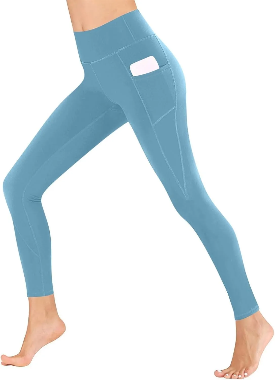 Womens High Waisted Quick Dry Leggings with Pockets Tummy Control Buttery Soft Yoga Trousers Sweat-Absorb Butt Lift Tights