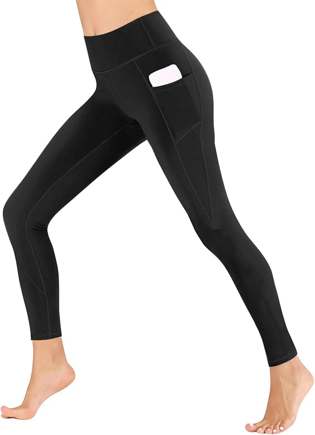 Womens High Waisted Quick Dry Leggings with Pockets Tummy Control Buttery Soft Yoga Trousers Sweat-Absorb Butt Lift Tights
