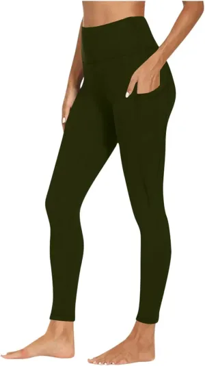 Womens High Waisted Quick Dry Leggings with Pockets Tummy Control Buttery Soft Yoga Trousers Sweat-Absorb Butt Lift Tights
