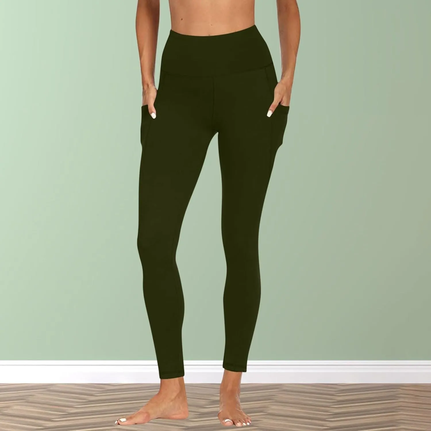 Womens High Waisted Quick Dry Leggings with Pockets Tummy Control Buttery Soft Yoga Trousers Sweat-Absorb Butt Lift Tights