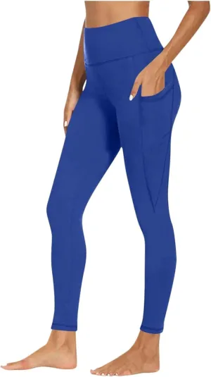 Womens High Waisted Quick Dry Leggings with Pockets Tummy Control Buttery Soft Yoga Trousers Sweat-Absorb Butt Lift Tights