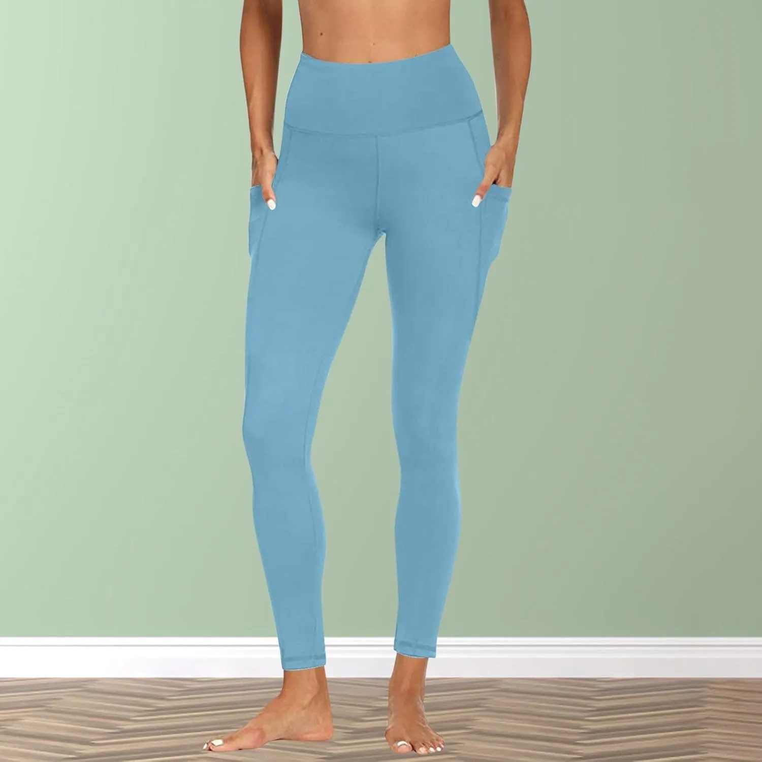Womens High Waisted Quick Dry Leggings with Pockets Tummy Control Buttery Soft Yoga Trousers Sweat-Absorb Butt Lift Tights