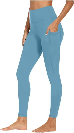 Womens High Waisted Quick Dry Leggings with Pockets Tummy Control Buttery Soft Yoga Trousers Sweat-Absorb Butt Lift Tights