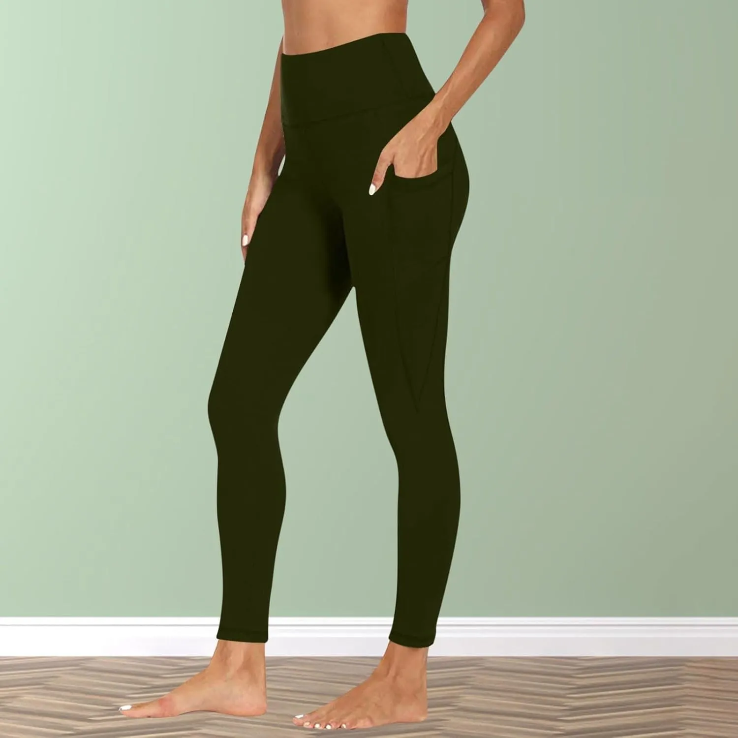 Womens High Waisted Quick Dry Leggings with Pockets Tummy Control Buttery Soft Yoga Trousers Sweat-Absorb Butt Lift Tights