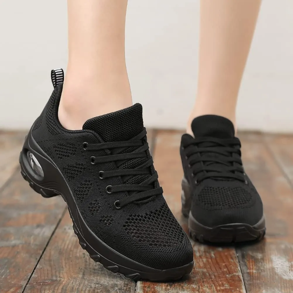 Women's Lace-up Dance Sneakers Air Cushion Hip Hop Athletic Line Dance Shoes Low Heel,Model 1918