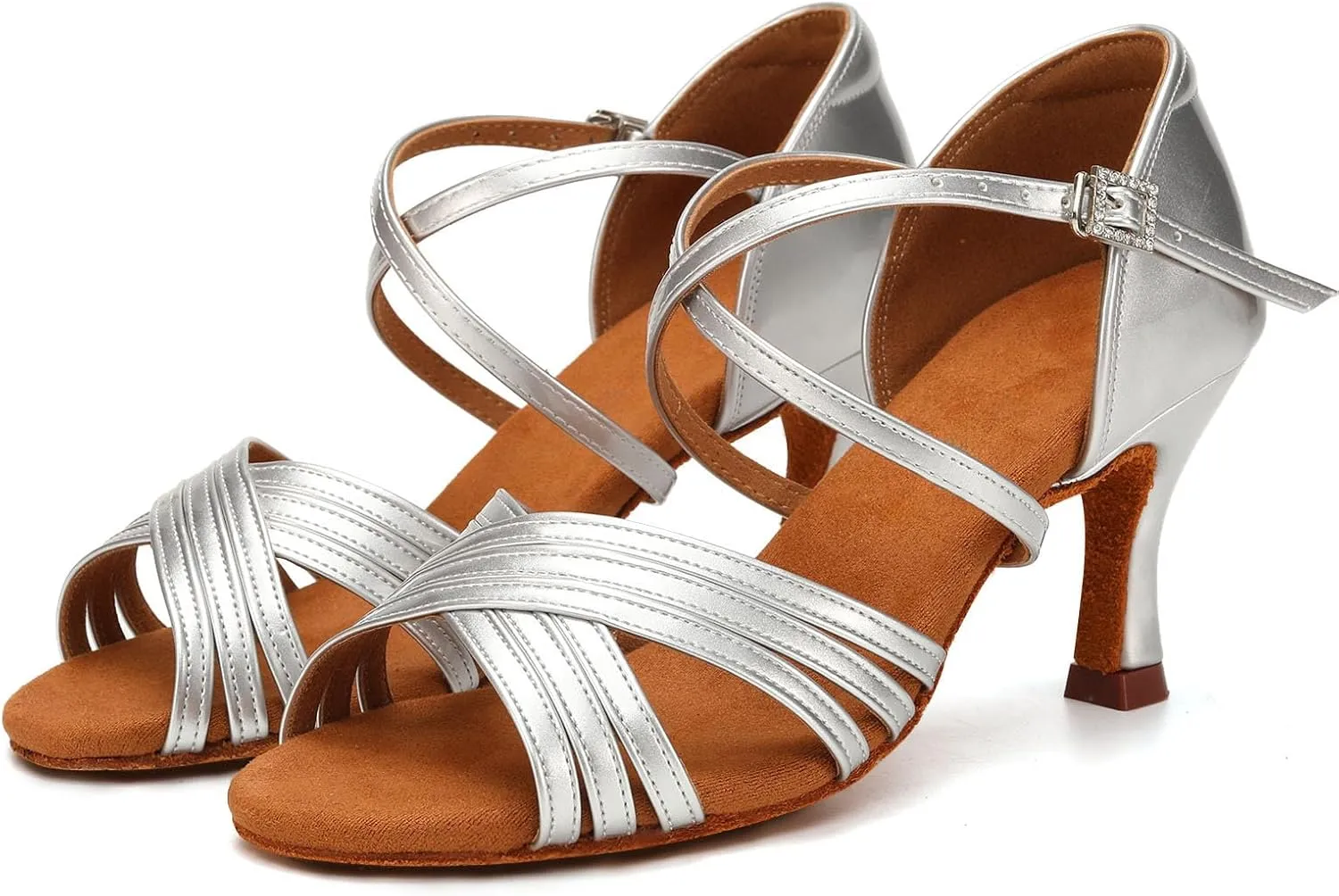 Women's Latin Dance Shoes Silk Satin Ballroom Salsa Practice Performance Dance Shoes