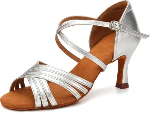 Women's Latin Dance Shoes Silk Satin Ballroom Salsa Practice Performance Dance Shoes