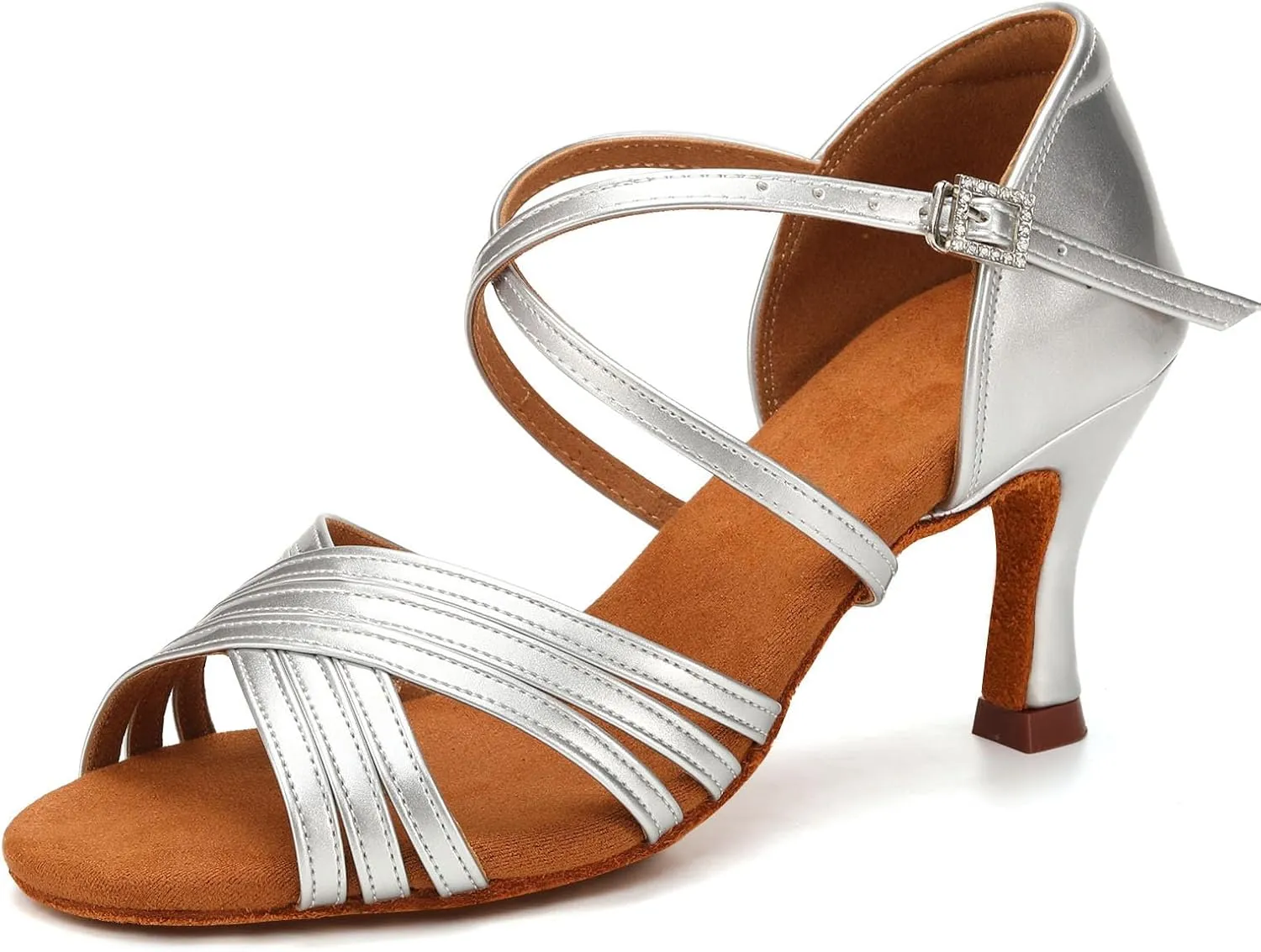 Women's Latin Dance Shoes Silk Satin Ballroom Salsa Practice Performance Dance Shoes