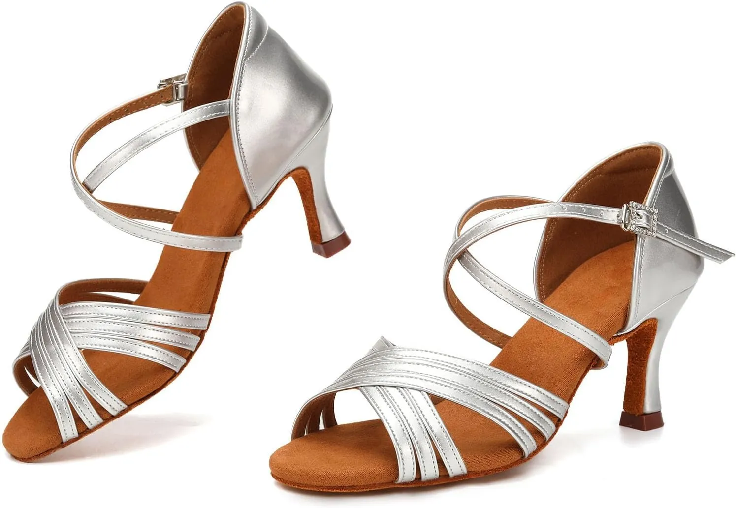 Women's Latin Dance Shoes Silk Satin Ballroom Salsa Practice Performance Dance Shoes