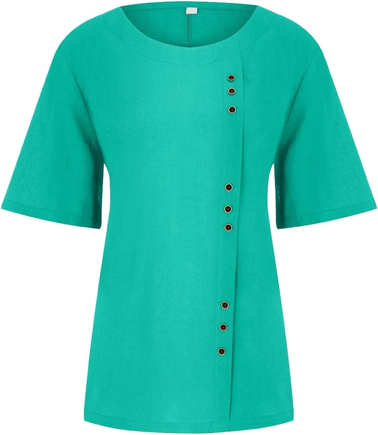 Womens Lined Tops Going Out Casual Short Sleeve Summer Tee Shirts Button Down Crewneck Solid Dressy Blouses