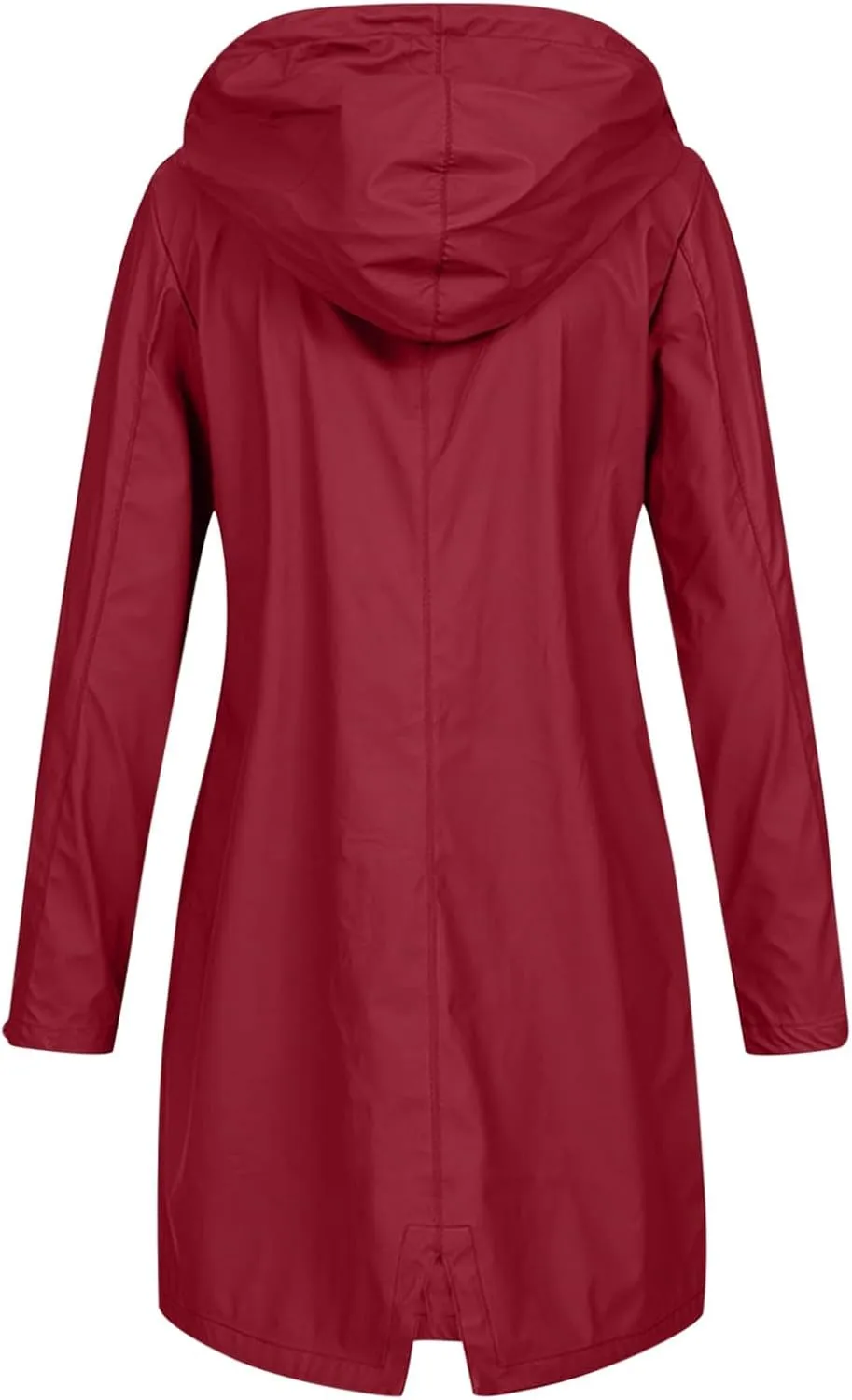 Women's Long Raincoat Jacket Solid Color Zipper Down Windproof Hooded Jackets Outdoor Lightweight Oversized Coats