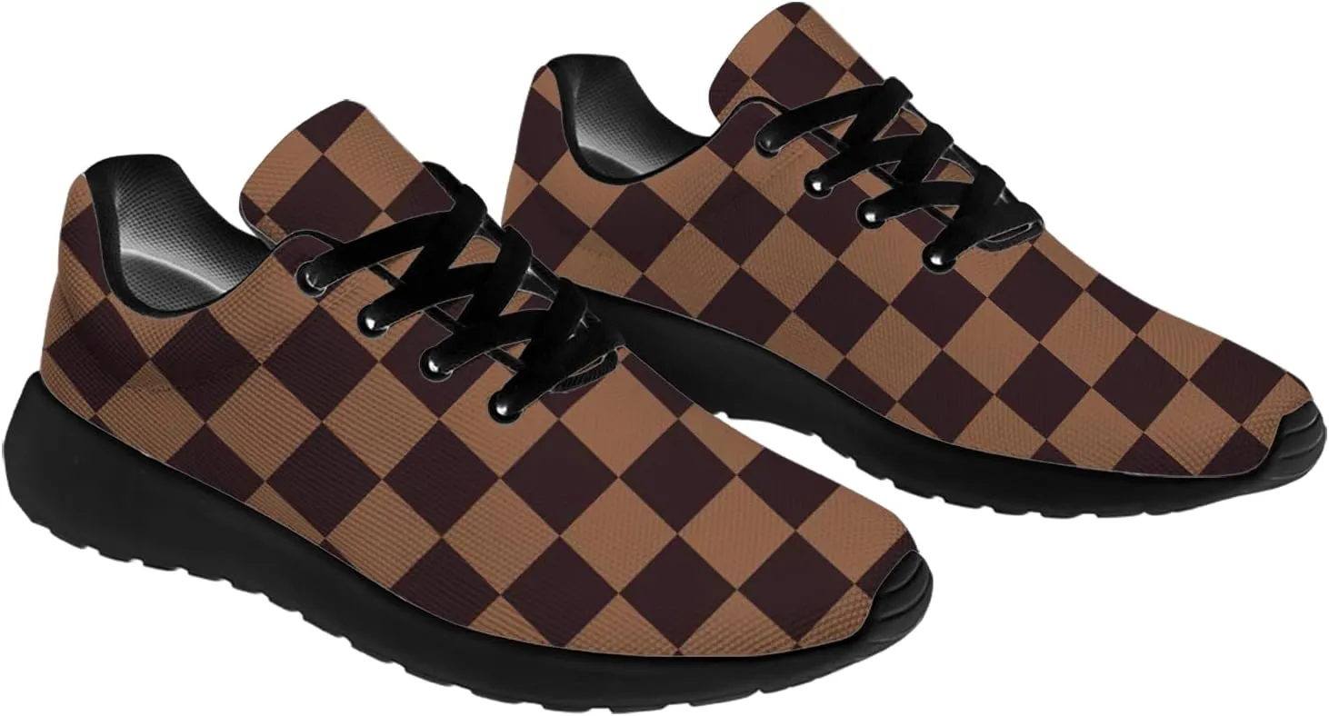 Women's Men's Running Shoes Walking Sneakers Tennis Shoes Checkered Gifts for Women Teens